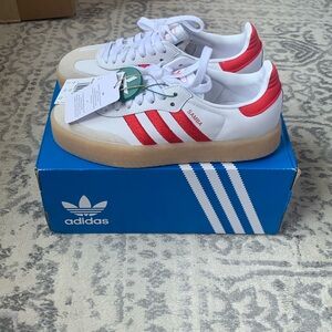 Adidas Sambae white scarlet gum sneakers